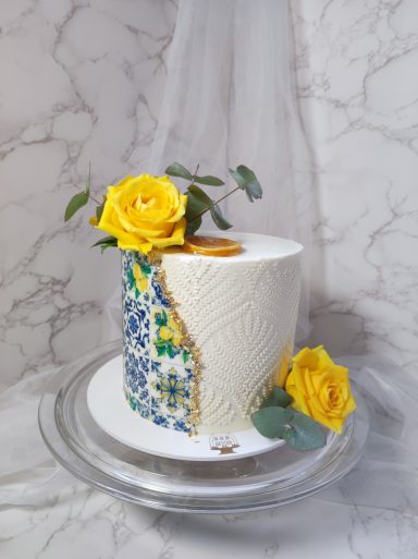 Baptème thème Dolce vita bleu et jaune