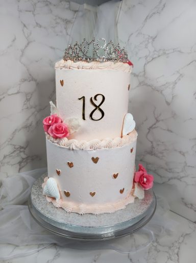 gâteau sur mesure anniversaire 18ans rose et paillettes