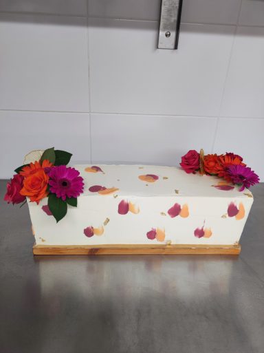 Long cake fushia et orange